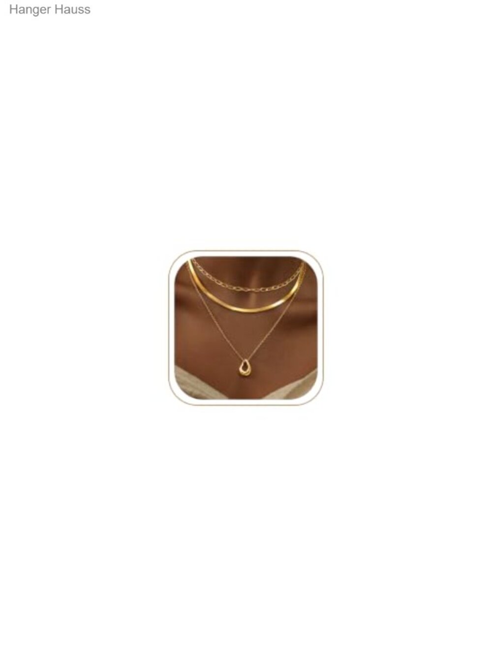 14K Gold Plated 3 Layer Necklace Set Women Paperclip Herringbone